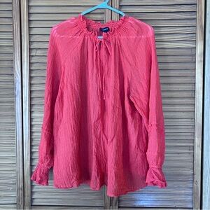 Torrid Burnt Orange Smocked Boho Blouse~Ruffle Sleeve Peasant Top Size 2